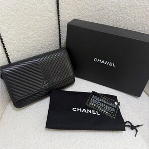Chanel Black Chevron Crossbody Bag
